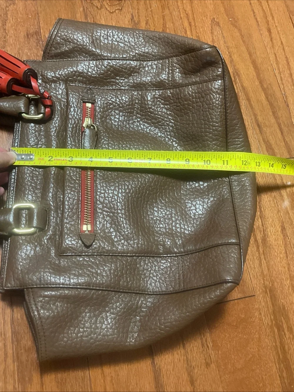 Coach Legacy Candace Medium Carryall Pebbled Brown Leather Red Tassel #19926